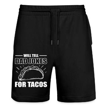 Dad Joke Father's Day Funny Sayings - Stanley/Stella Trainer Unisex Organic Jogging Shorts - black - Front - Nik (191cm) & Marisol (170cm)