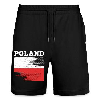 Poland Polish - Stanley/Stella Trainer Unisex Organic Jogging Shorts - black - Front - Nik (191cm) & Marisol (170cm)