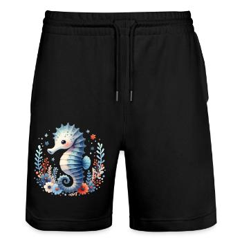 Hippocampe Hippocampe - Short de jogging bio TRAINER Stanley/Stella unisexe - noir - Devant - Nik (191cm) & Marisol (170cm)