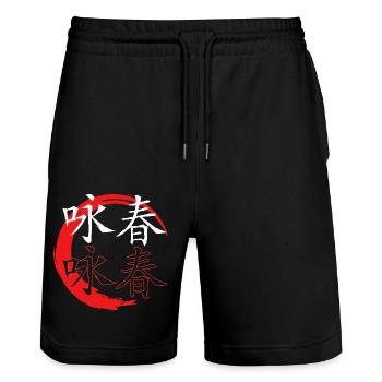 Wing Chun - Short de jogging bio TRAINER Stanley/Stella unisexe - noir - Devant - Nik (191cm) & Marisol (170cm)