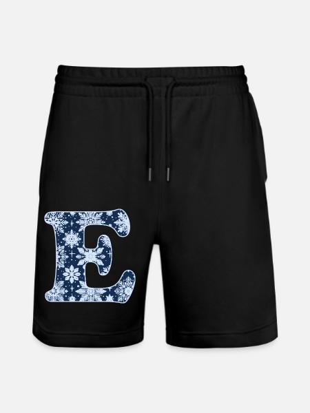 Buchstabe E Schneeflocken - Stanley/Stella Unisex Bio Joggingshorts Trainer - Schwarz