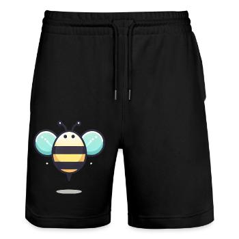 Illustration d’abeille mignonne minimaliste - Short de jogging bio TRAINER Stanley/Stella unisexe - noir - Devant - Nik (191cm) & Marisol (170cm)