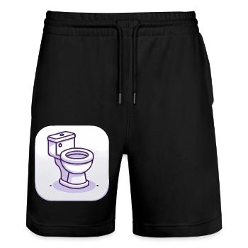 Icône de toilette minimaliste lavande - Short de jogging bio TRAINER Stanley/Stella unisexe - noir - Devant - Nik (191cm) & Marisol (170cm)