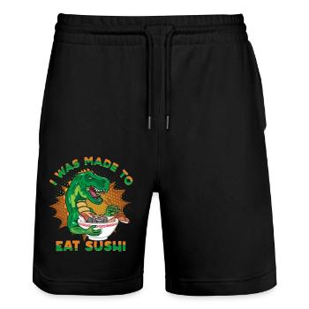Japanese Food Lover I Was Made To Eat Sushi - Stanley/Stella Unisex Bio Joggingshorts Trainer  - Schwarz - Vorne - Nik (191cm) & Marisol (170cm)
