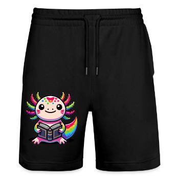 Ich-les-a-lotl, Axolotl - Short de jogging bio TRAINER Stanley/Stella unisexe - noir - Devant - Nik (191cm) & Marisol (170cm)