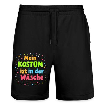 Mein Kostüm ist in der Wäsche - Lustiges Karneval - Stanley/Stella Unisex Bio Joggingshorts Trainer  - Schwarz - Vorne - Nik (191cm) & Marisol (170cm)