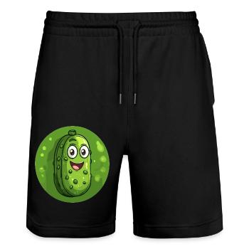 Lachende Essiggurke - Stanley/Stella Unisex Bio Joggingshorts Trainer  - Schwarz - Vorne - Nik (191cm) & Marisol (170cm)