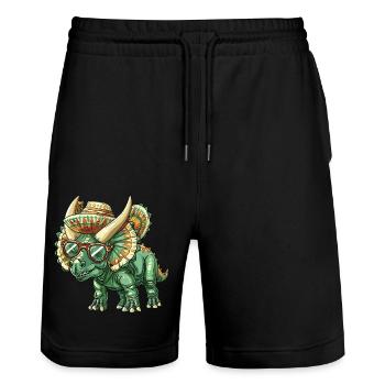 Dinosaure tricératops Sombrero - Short de jogging bio TRAINER Stanley/Stella unisexe - noir - Devant - Nik (191cm) & Marisol (170cm)