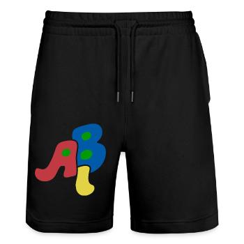 Abi - Abitur - Geschenk - Stanley/Stella Unisex Bio Joggingshorts Trainer  - Schwarz - Vorne - Nik (191cm) & Marisol (170cm)