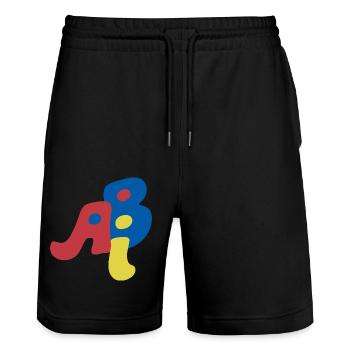 Abi - Abitur - Geschenk - Stanley/Stella Unisex Bio Joggingshorts Trainer  - Schwarz - Vorne - Nik (191cm) & Marisol (170cm)