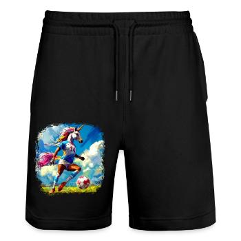 Licornes Football - Short de jogging bio TRAINER Stanley/Stella unisexe - noir - Devant - Nik (191cm) & Marisol (170cm)