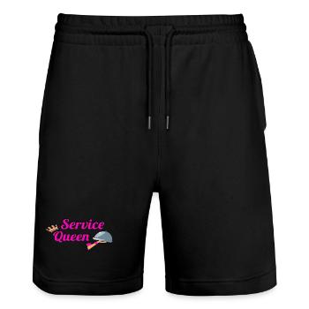 Damen Service Queen Kellner Bedienung Barkeeper - Stanley/Stella Unisex Bio Joggingshorts Trainer  - Schwarz - Vorne - Nik (191cm) & Marisol (170cm)