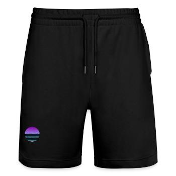 Design BPC Circle - Short de jogging bio TRAINER Stanley/Stella unisexe - noir - Devant - Nik (191cm) & Marisol (170cm)