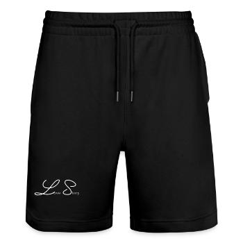 Lovestory (weiß) - Stanley/Stella Unisex Bio Joggingshorts Trainer  - Schwarz - Vorne - Nik (191cm) & Marisol (170cm)
