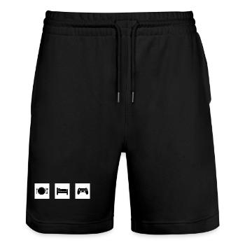 Icônes Minimalistes pour Loisirs Numériques - Short de jogging bio TRAINER Stanley/Stella unisexe - noir - Devant - Nik (191cm) & Marisol (170cm)