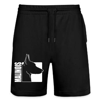 Malinois Profil Hunde Hund Wilsigns - Stanley/Stella Unisex Bio Joggingshorts Trainer  - Schwarz - Vorne - Nik (191cm) & Marisol (170cm)