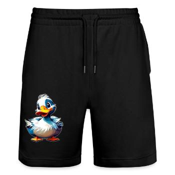 Mignon petit canard - Short de jogging bio TRAINER Stanley/Stella unisexe - noir - Devant - Nik (191cm) & Marisol (170cm)