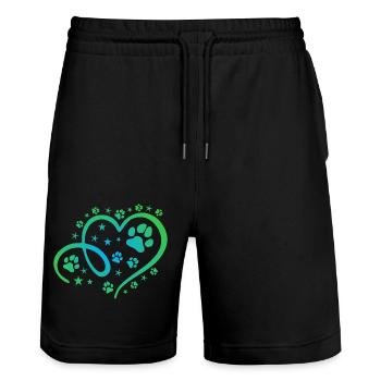 Herz mit Pfötchen und Sternen - Stanley/Stella Unisex Bio Joggingshorts Trainer  - Schwarz - Vorne - Nik (191cm) & Marisol (170cm)