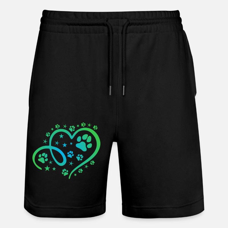 Herz mit Pfötchen und Sternen - Stanley/Stella Unisex Bio Joggingshorts Trainer  - Schwarz