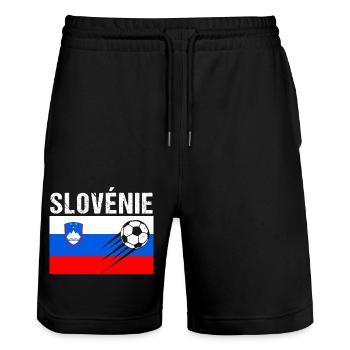 Slovenian Flag Slovenian Football Gift - Stanley/Stella Trainer Unisex Organic Jogging Shorts - black - Front - Nik (191cm) & Marisol (170cm)