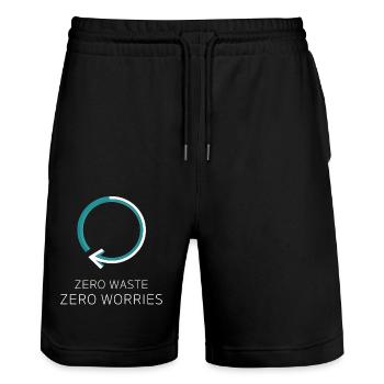 Conception zéro déchet pour les personnes soucieuses de l’environnement - Short de jogging bio TRAINER Stanley/Stella unisexe - noir - Devant - Nik (191cm) & Marisol (170cm)