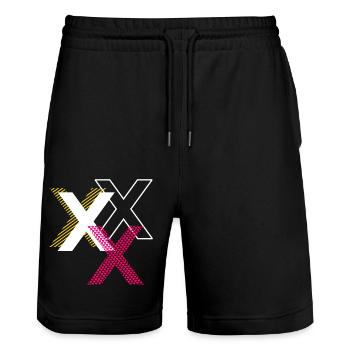Buchstabe X - Stanley/Stella Unisex Bio Joggingshorts Trainer  - Schwarz - Vorne - Nik (191cm) & Marisol (170cm)