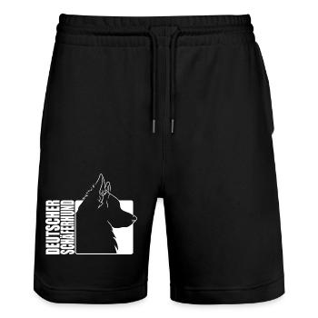 Deutscher Schäferhund Langhaar Profil Wilsigns - Stanley/Stella Unisex Bio Joggingshorts Trainer  - Schwarz - Vorne - Nik (191cm) & Marisol (170cm)