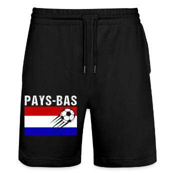 Drapeau Pays-Bas cadeau football foot hollandais - Short de jogging bio TRAINER Stanley/Stella unisexe - noir - Devant - Nik (191cm) & Marisol (170cm)
