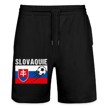 Slovakia Flag Slovak Football Gift - Stanley/Stella Trainer Unisex Organic Jogging Shorts - black - Front - Nik (191cm) & Marisol (170cm)
