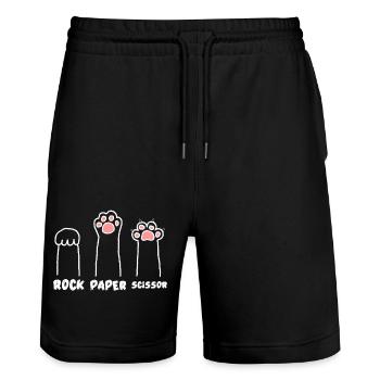 Ciseaux mignons Papier de pierre Pattes de chat drôle - Short de jogging bio TRAINER Stanley/Stella unisexe - noir - Devant - Nik (191cm) & Marisol (170cm)