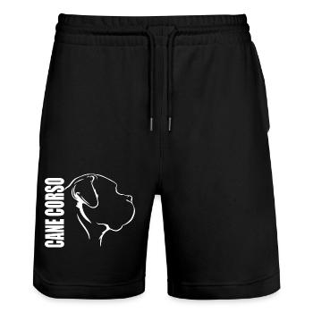 CANE CORSO Profile Dogs Dog Wilsigns - Stanley/Stella Trainer Unisex Organic Jogging Shorts - black - Front - Nik (191cm) & Marisol (170cm)