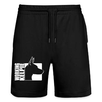 Working Kelpie Profil Hund Hunde Hütehund Wilsigns - Stanley/Stella Unisex Bio Joggingshorts Trainer  - Schwarz - Vorne - Nik (191cm) & Marisol (170cm)