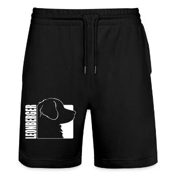 Leonberger Profil Hunde Hund Wilsigns - Stanley/Stella Unisex Bio Joggingshorts Trainer  - Schwarz - Vorne - Nik (191cm) & Marisol (170cm)