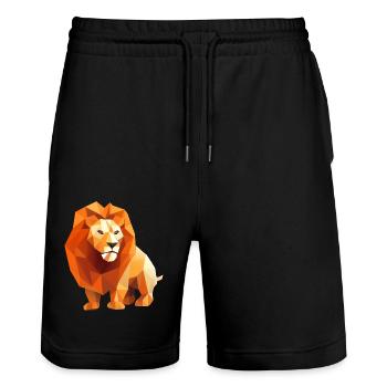 Lion Head Low Poly Logo Design - Stanley/Stella Trainer Unisex Organic Jogging Shorts - black - Front - Nik (191cm) & Marisol (170cm)