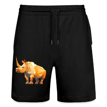Rhino Low Poly Logo Design - Stanley/Stella Trainer Unisex Organic Jogging Shorts - black - Front - Nik (191cm) & Marisol (170cm)