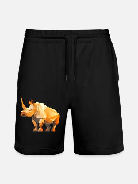 Rhino Low Poly Logo Design - Stanley/Stella Trainer Unisex Organic Jogging Shorts - black