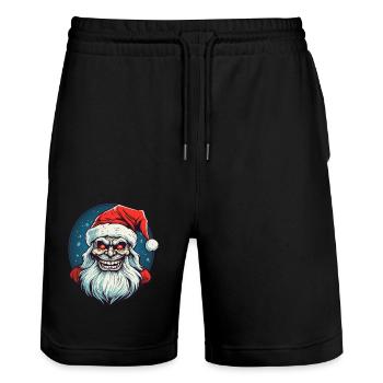 Conception du logo Ugly Zombie Christmas Santa Clause - Short de jogging bio TRAINER Stanley/Stella unisexe - noir - Devant - Nik (191cm) & Marisol (170cm)