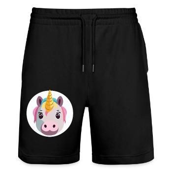 Licorne - Short de jogging bio TRAINER Stanley/Stella unisexe - noir - Devant - Nik (191cm) & Marisol (170cm)