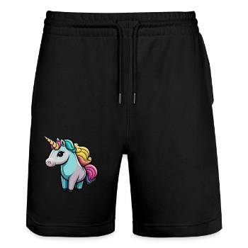 Licorne mignonne - Short de jogging bio TRAINER Stanley/Stella unisexe - noir - Devant - Nik (191cm) & Marisol (170cm)