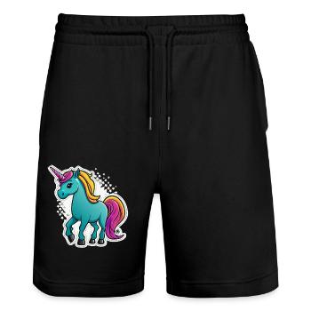 Licorne - Short de jogging bio TRAINER Stanley/Stella unisexe - noir - Devant - Nik (191cm) & Marisol (170cm)