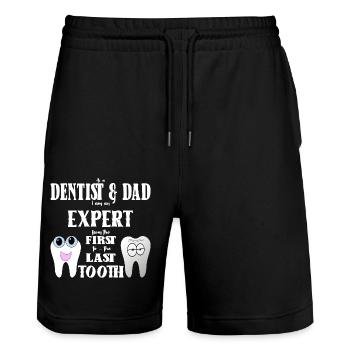 Dentiste papa dentiste papa cadeau - Short de jogging bio TRAINER Stanley/Stella unisexe - noir - Devant - Nik (191cm) & Marisol (170cm)