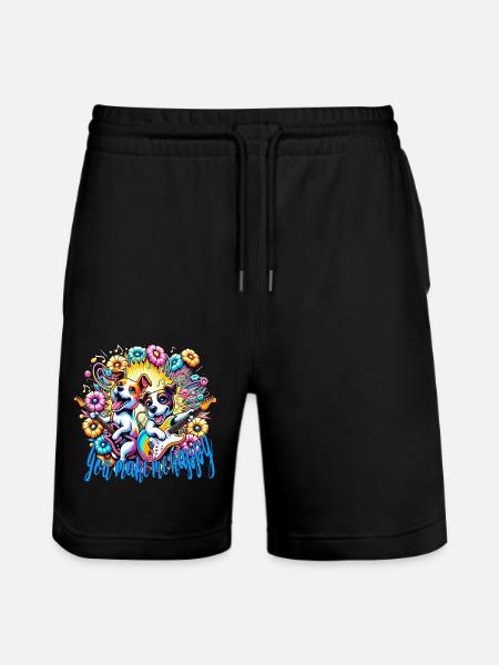 You make me happy - Stanley/Stella Trainer Unisex Organic Jogging Shorts - black