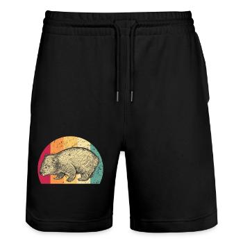Wombat Australia Fan Travel Vintage Retro - Stanley/Stella Trainer Unisex Organic Jogging Shorts - black - Front - Nik (191cm) & Marisol (170cm)