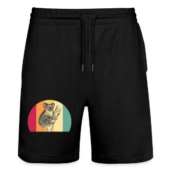 Koala Retro - Stanley/Stella Trainer Unisex Organic Jogging Shorts - black - Front - Nik (191cm) & Marisol (170cm)