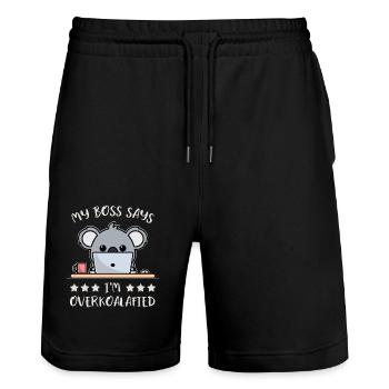Koala surqualifié Drôle Dicton Humour de bureau - Short de jogging bio TRAINER Stanley/Stella unisexe - noir - Devant - Nik (191cm) & Marisol (170cm)