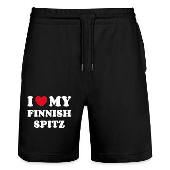 J’adore mon Spitz finlandais - Short de jogging bio TRAINER Stanley/Stella unisexe - noir - Devant - Nik (191cm) & Marisol (170cm)