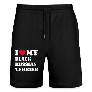 J’aime mon propriétaire de chien Black Russian Terrier - Short de jogging bio TRAINER Stanley/Stella unisexe - noir - Devant - Nik (191cm) & Marisol (170cm)
