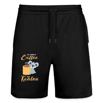 Koalas und Kaffee - Stanley/Stella Unisex Bio Joggingshorts Trainer  - Schwarz - Vorne - Nik (191cm) & Marisol (170cm)