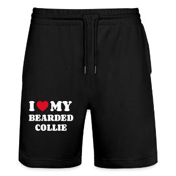 I Love My Bearded Collie - Stanley/Stella Unisex Bio Joggingshorts Trainer  - Schwarz - Vorne - Nik (191cm) & Marisol (170cm)
