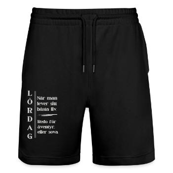 Saturday – Your best life - Stanley/Stella Trainer Unisex Organic Jogging Shorts - black - Front - Nik (191cm) & Marisol (170cm)